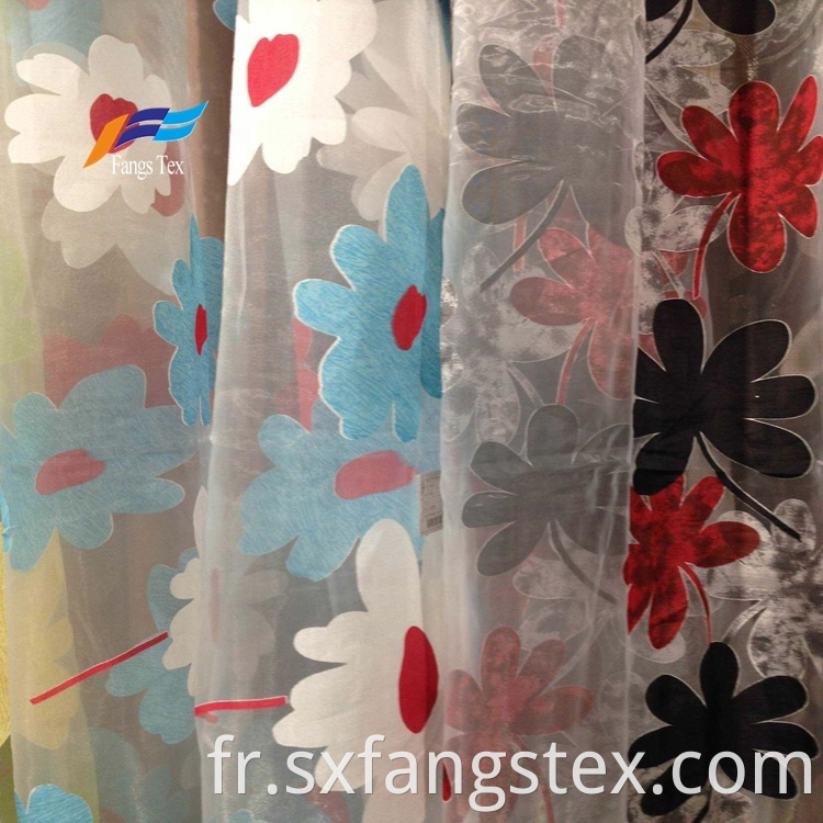 Wholesale Floral Embroidered Polyester Sheers Curtain Fabric 1